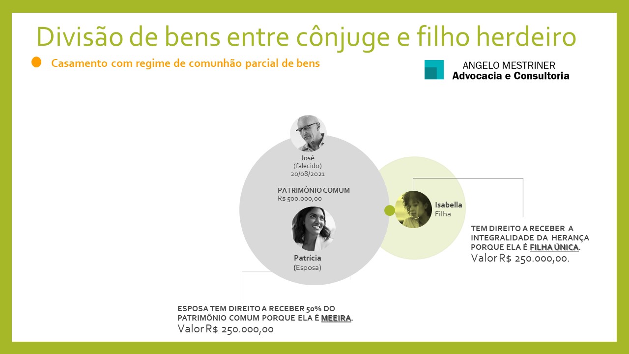 Divisão de bens entre cônjuge e filho herdeiro | Regime de Comunhão de Bens