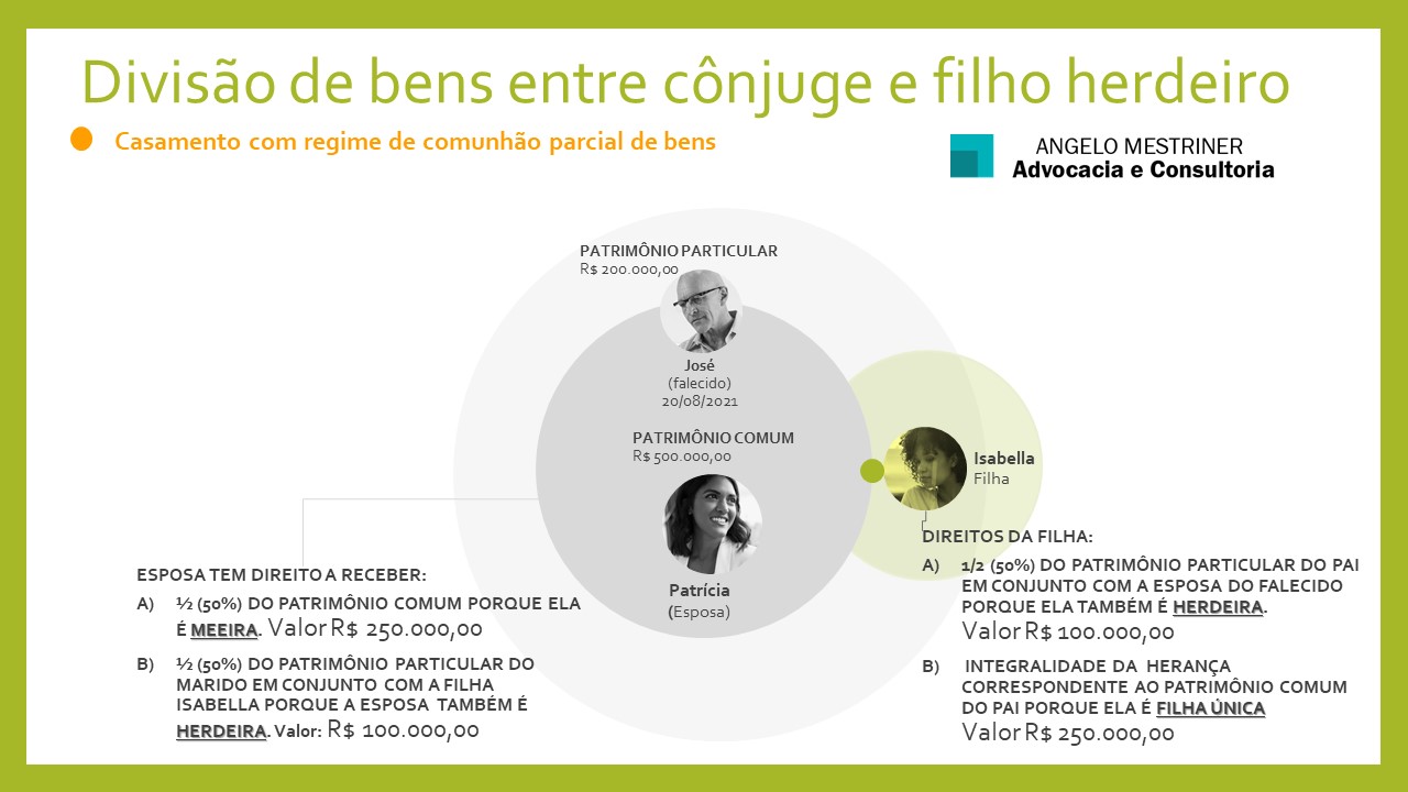 Divisão de bens entre cônjuge e filho herdeiro | Regime de Comunhão de Bens